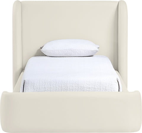 Talia Cream Vegan Leather Upholstered Twin Bed, 1 Piece