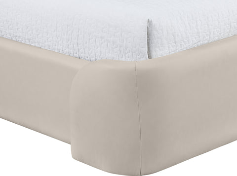 Talia Taupe Vegan Leather Upholstered Full Bed, 1 Piece