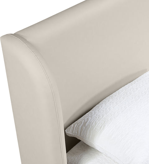 Talia Taupe Vegan Leather Upholstered King Bed, 1 Piece