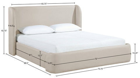 Talia Taupe Vegan Leather Upholstered Queen Bed, 1 Piece