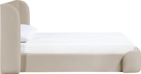Talia Taupe Vegan Leather Upholstered Queen Bed, 1 Piece