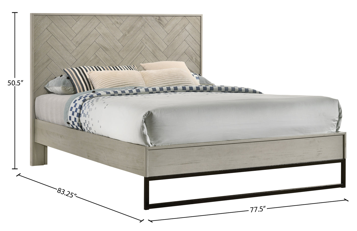 banquet grey stone king bed (3 boxes) k