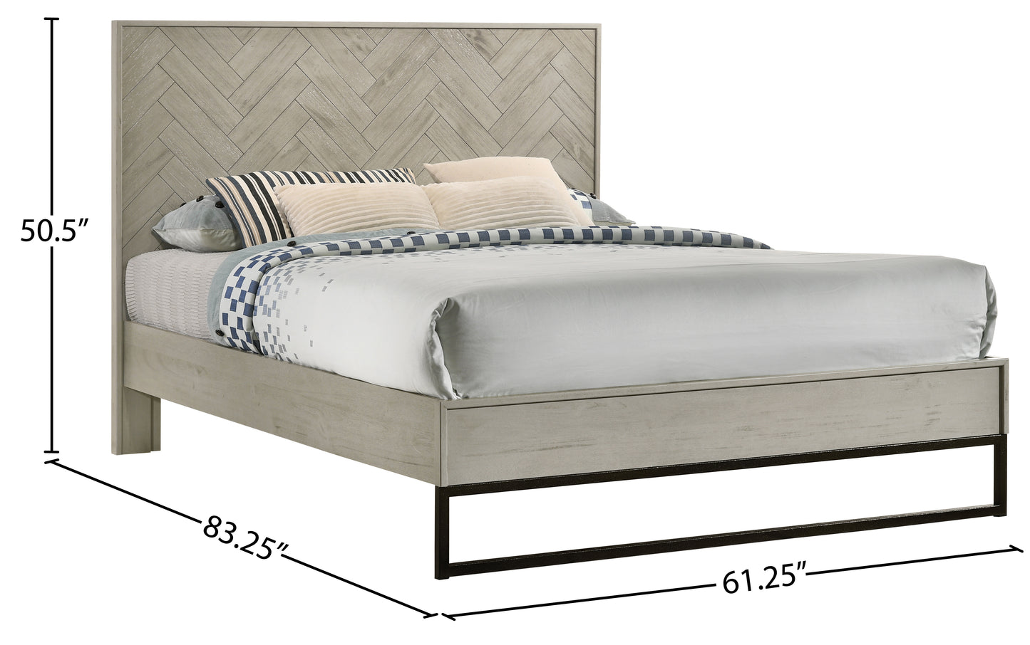 banquet grey stone queen bed (3 boxes) q