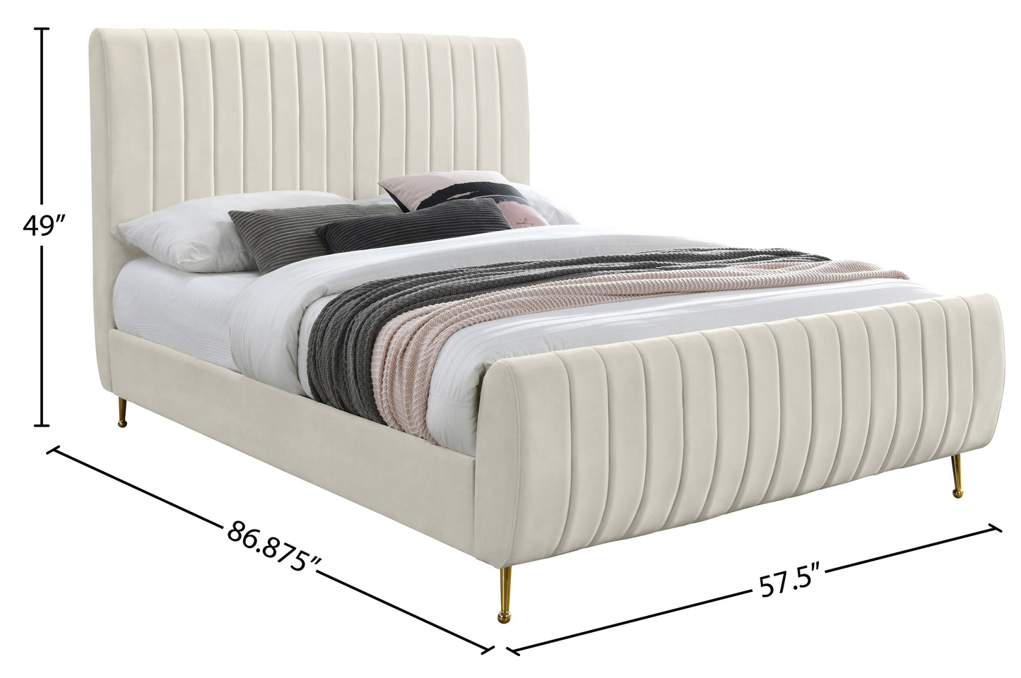 arc cream velvet full bed (3 boxes) f