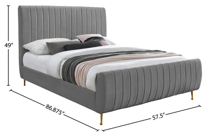 Arc Grey Velvet Full Bed (3 Boxes) F