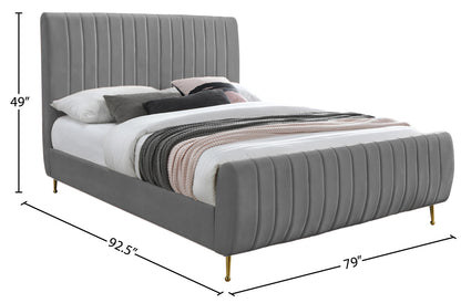 Arc Grey Velvet King Bed (3 Boxes) K