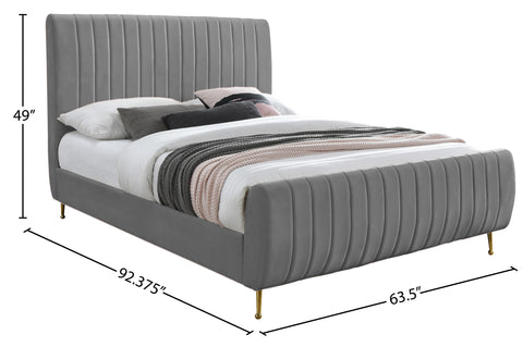 Arc Grey Velvet Queen Bed (3 Boxes) Q