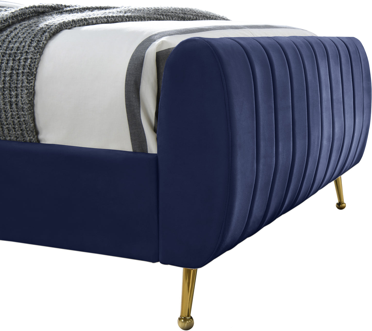 arc navy velvet full bed (3 boxes) f