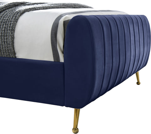 Arc Navy Velvet King Bed (3 Boxes) K
