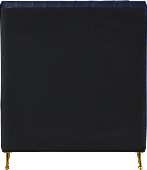 Arc Navy Velvet Twin Bed (3 Boxes) T