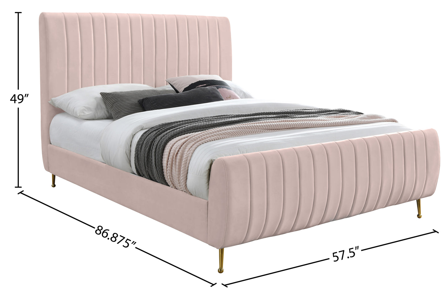 arc pink velvet full bed (3 boxes) f