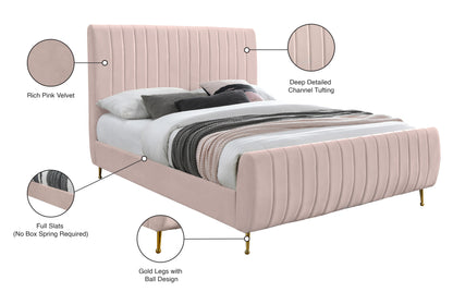 Arc Pink Velvet Full Bed (3 Boxes) F