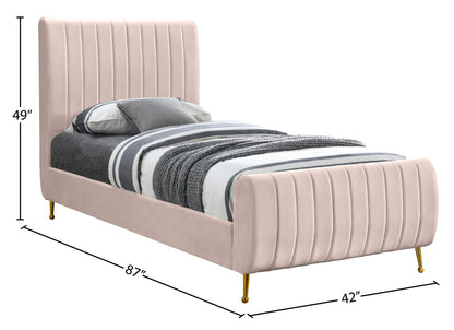 Arc Pink Velvet Twin Bed (3 Boxes) T