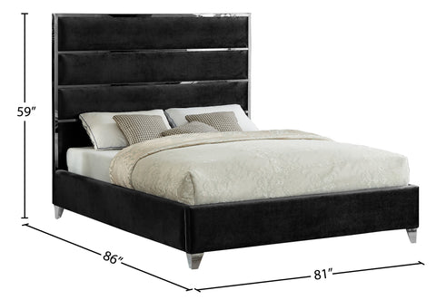 Estelle Black Velvet Upholstered King Bed, 1 Piece (Style 2)