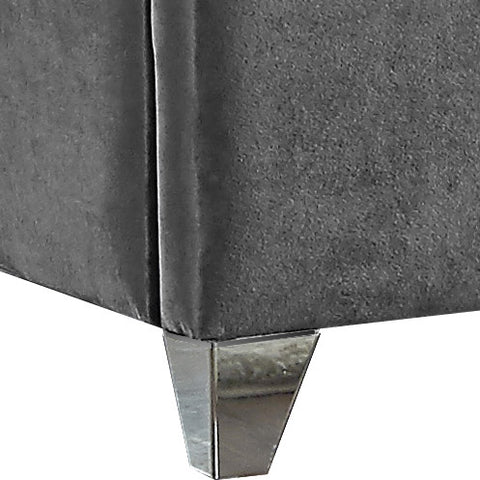 Estelle Grey Velvet Upholstered Queen Bed, 1 Piece (Style 2)