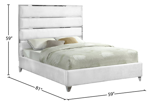 Estelle White Velvet Upholstered Full Bed, 1 Piece (Style 2)