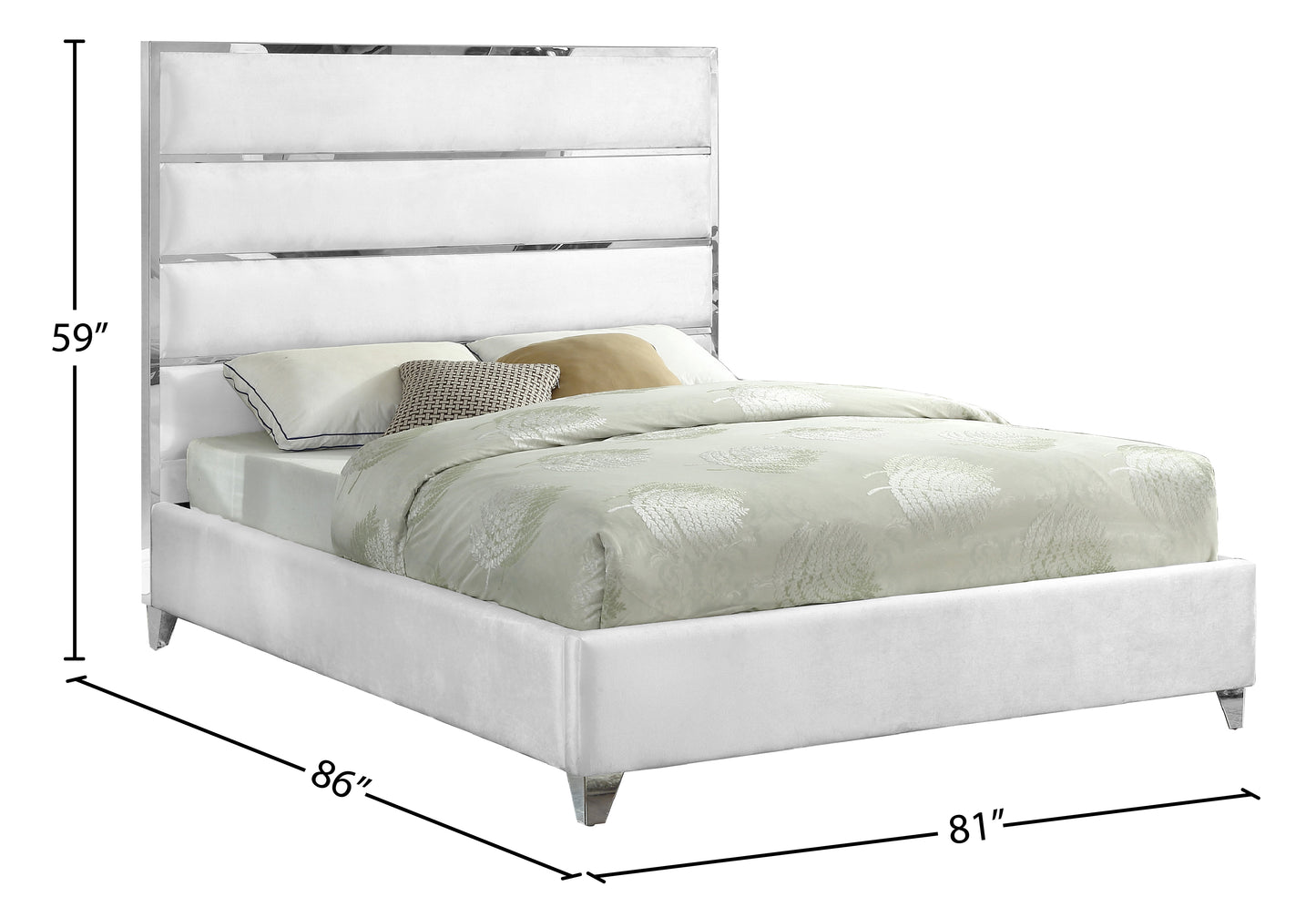 larson white velvet king bed k