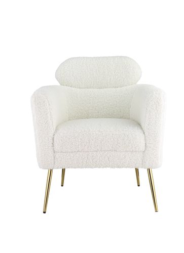 nirav accent chair, white teddy sherpa