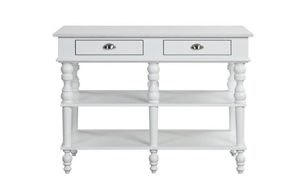 Nowles Kitchen Island, Marble Top & White Finish