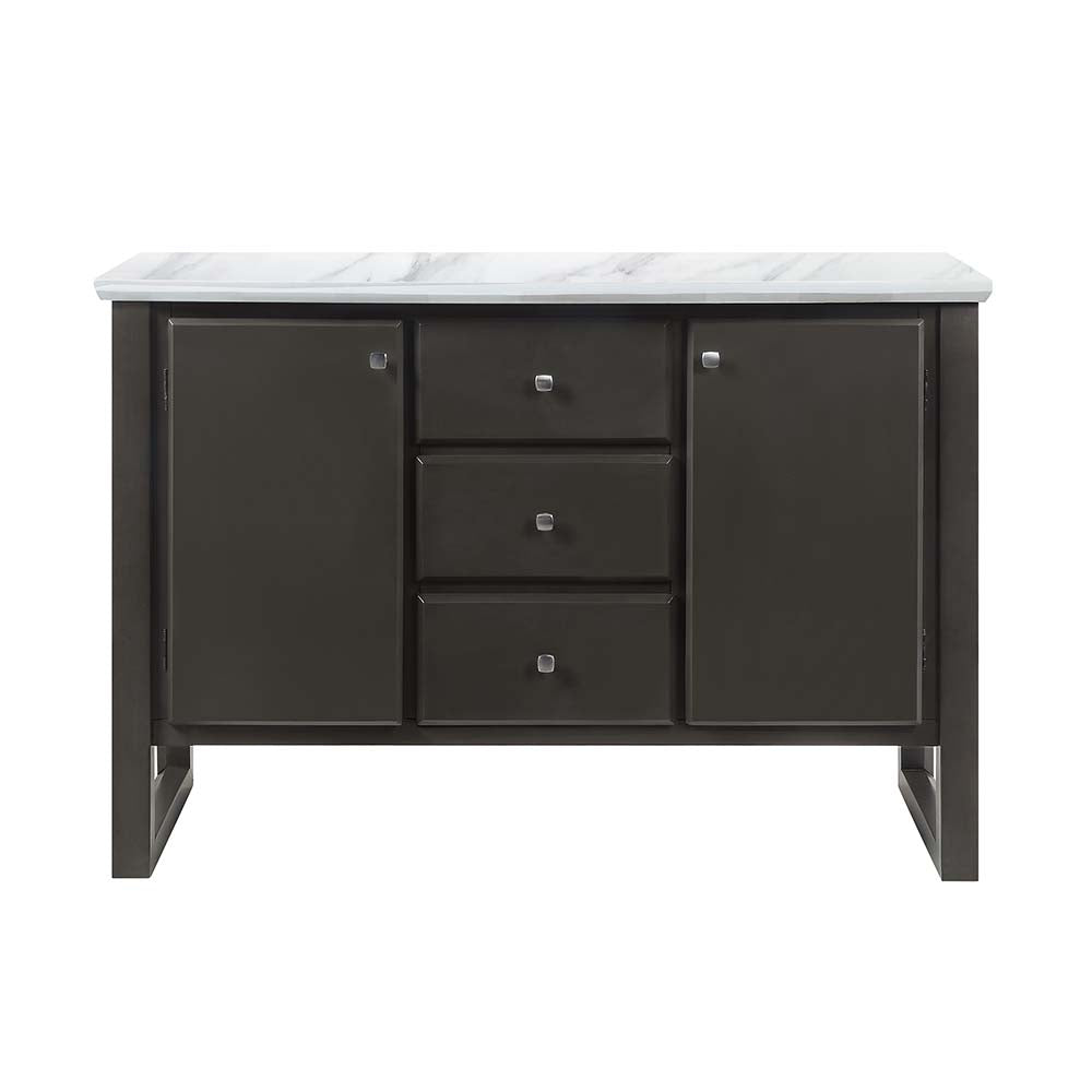 genevieve server, gray oak finish