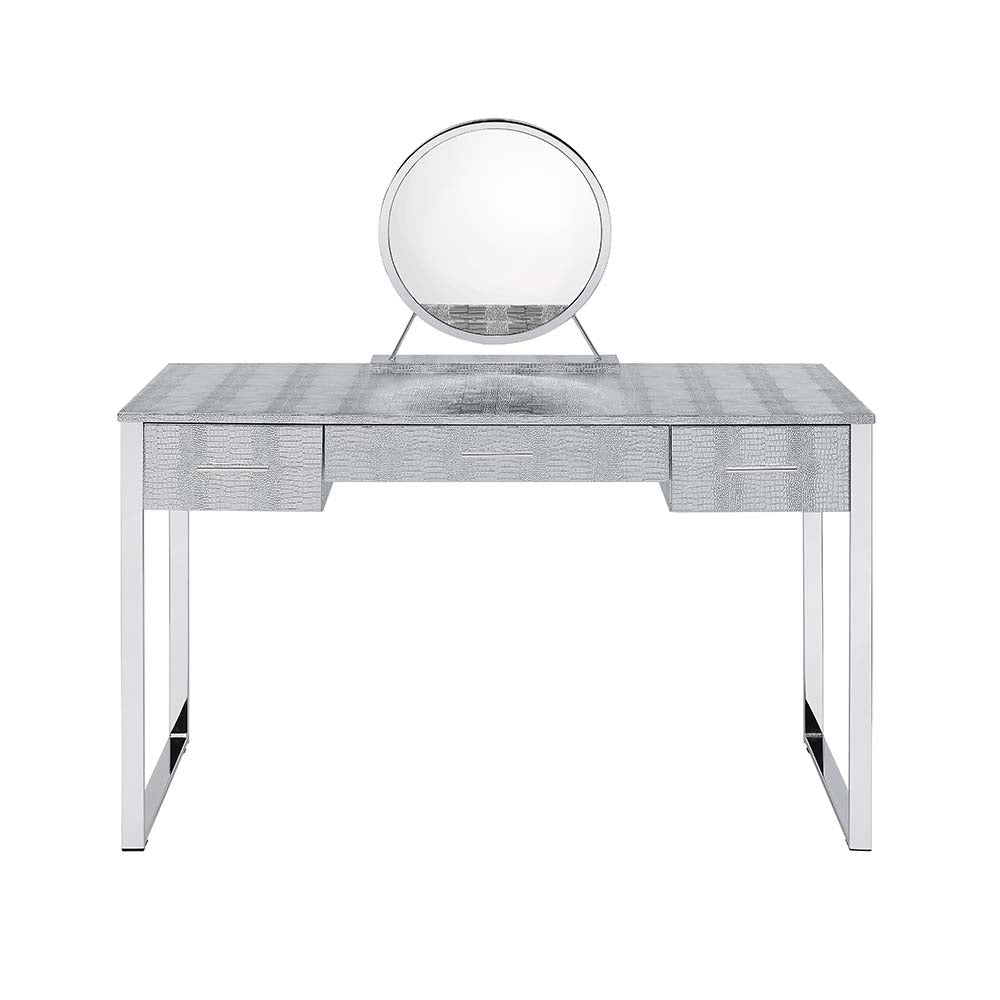 paitalyi vanity set w/usb, antique white & chrome finish