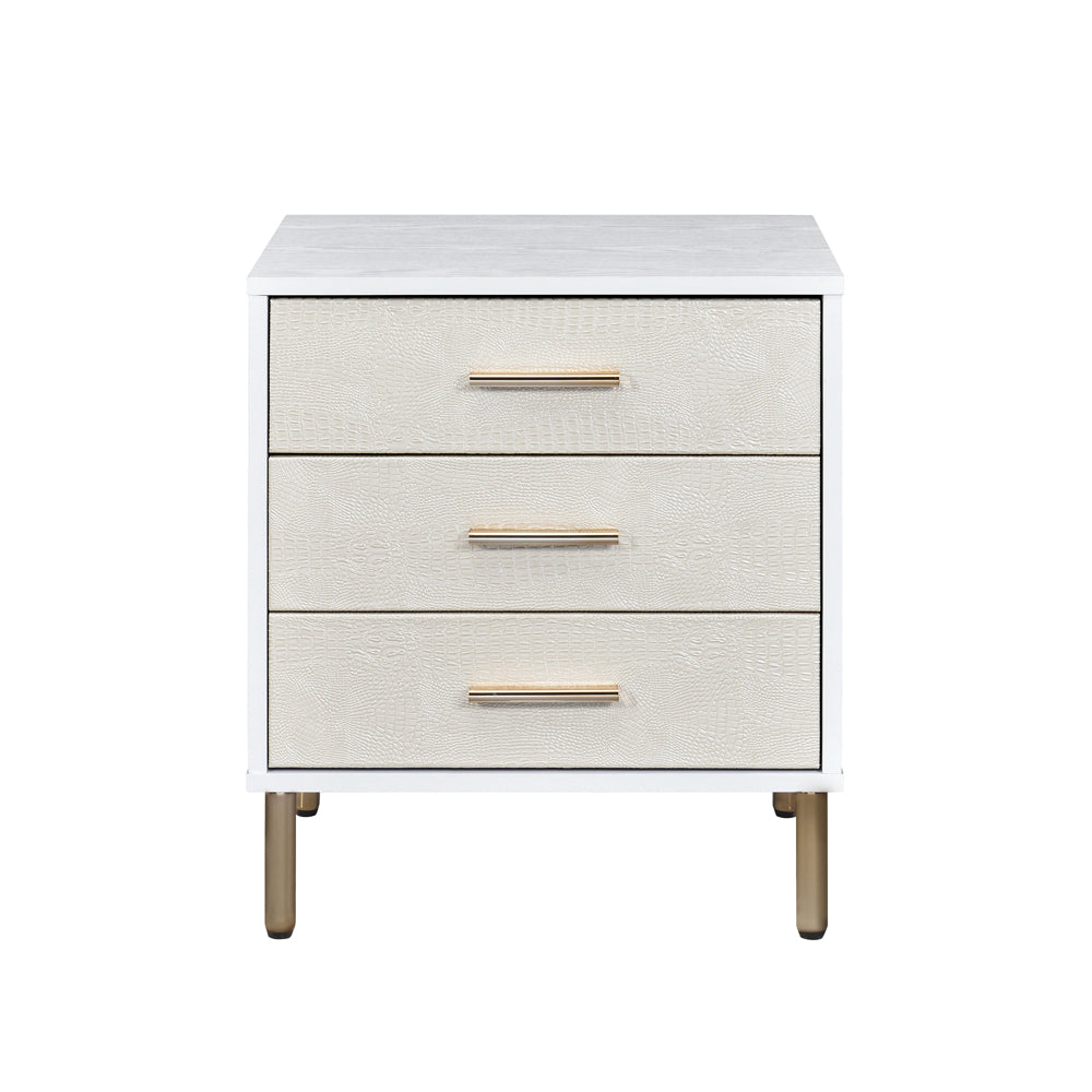 paitalyi nightstand, white, champagne & gold finish