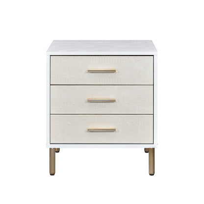 Paitalyi Nightstand, White, Champagne & Gold Finish