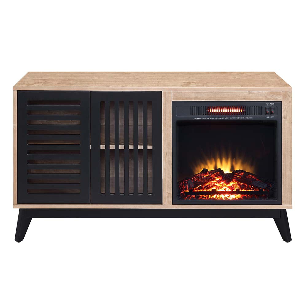 pakuna cabinet w/fireplace, oak & espresso finish