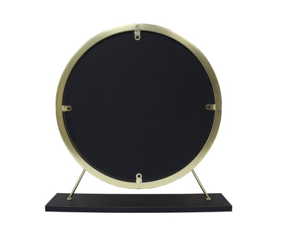 Panos Vanity Mirror & Stool, Faux Fur, Mirror, Black & Brass Finish