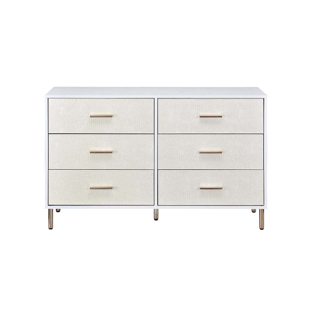 paitalyi dresser, white, champagne & gold finish