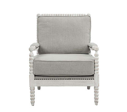 Pascaline Accent Chair, Gray Linen & Light Oak Finish