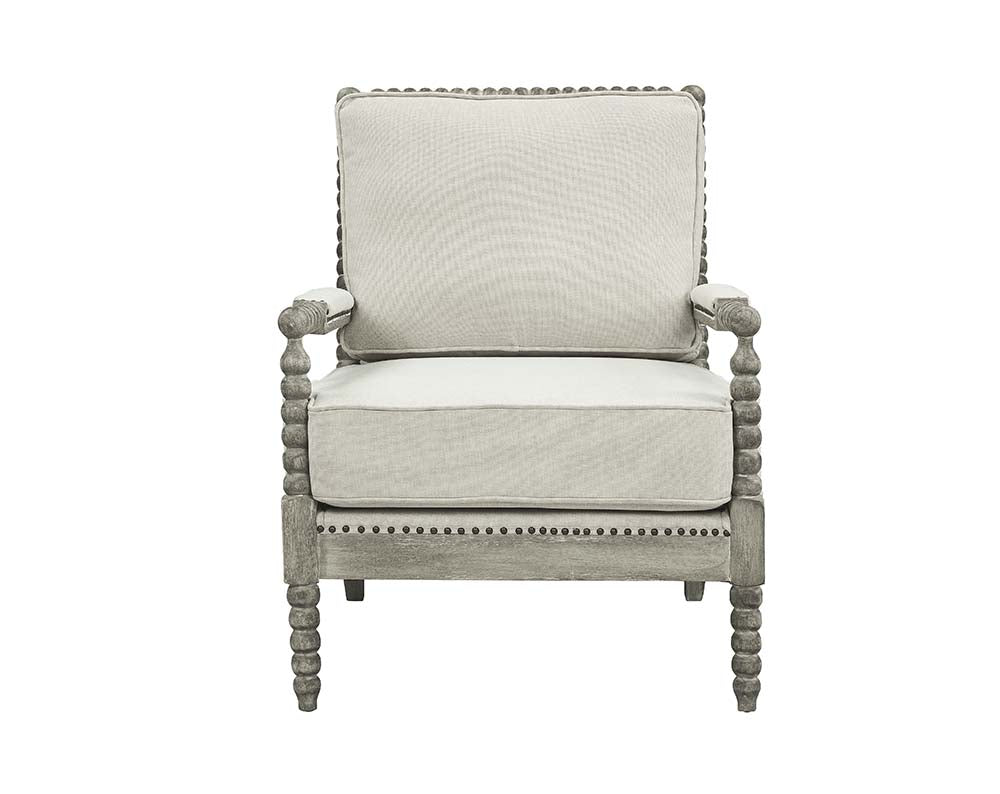 pascaline accent chair, beige linen & gray oak finish