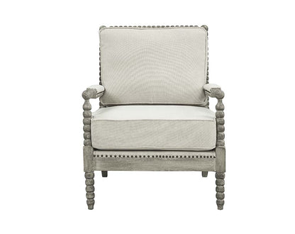 Pascaline Accent Chair, Beige Linen & Gray Oak Finish