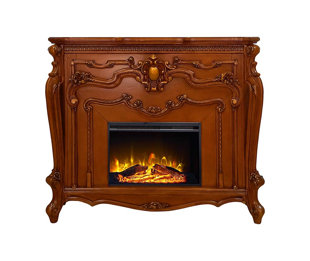 aspers fireplace, honey oak finish