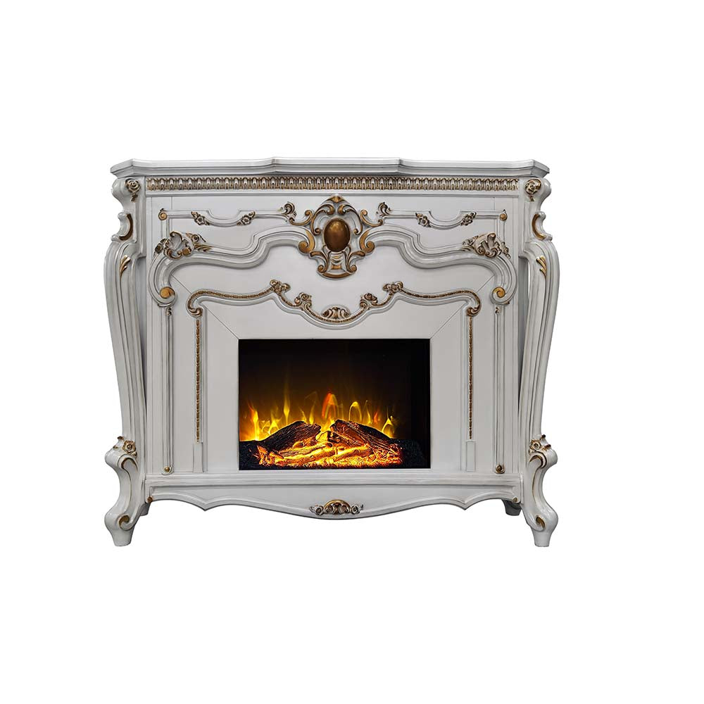 aspers fireplace, antique pearl finish