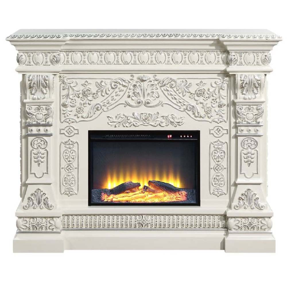 patli fireplace, antique white finish