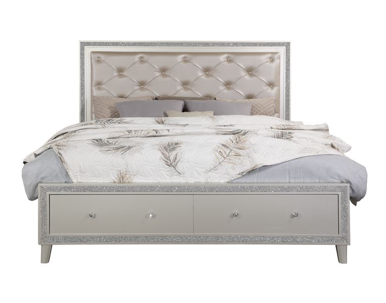 queen bed w/led & storage