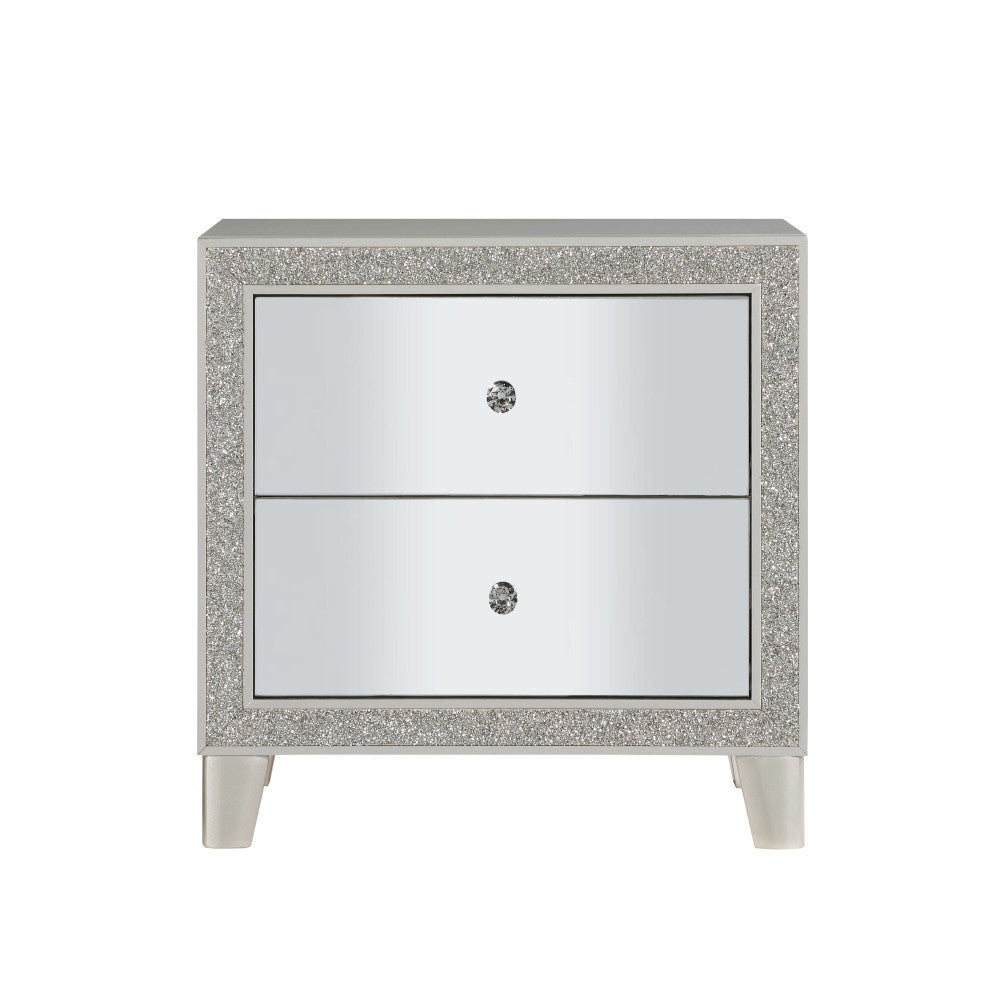 rahma nightstand, mirrored & champagne finish