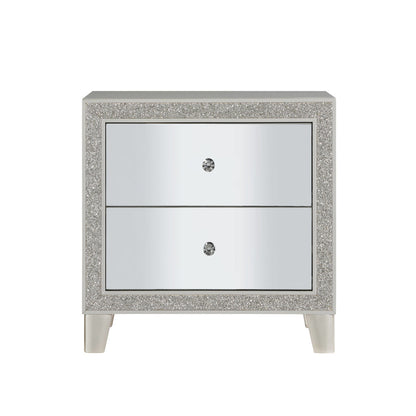 Rahma Nightstand, Mirrored & Champagne Finish