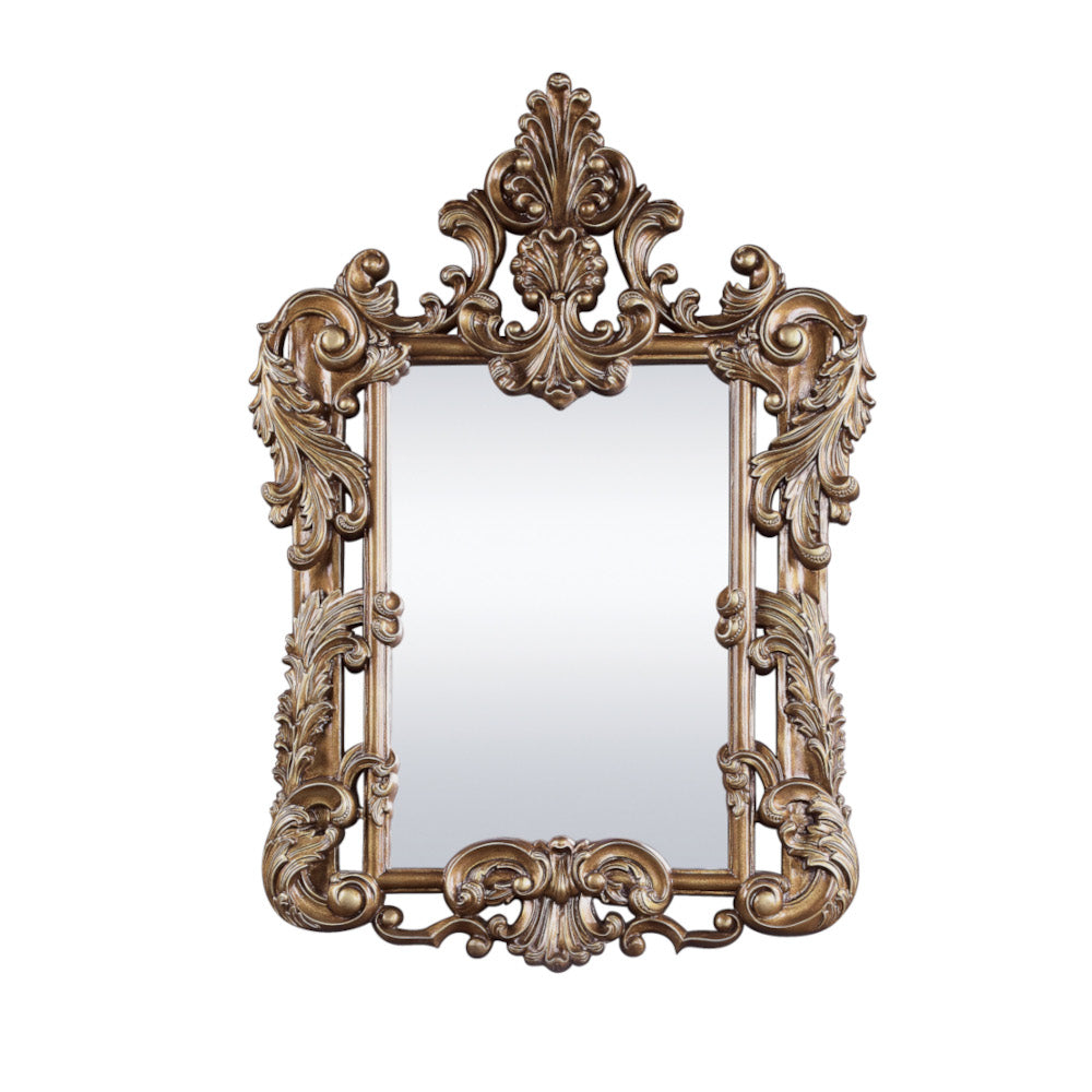 rajni mirror, brown & gold finish