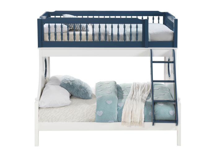 birdie twin/full bunk bed, navy blue & white finish