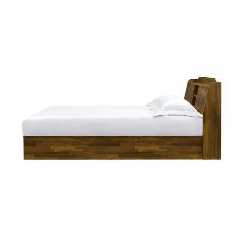 otrac queen bed w/storage, walnut finish