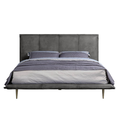 Ranallo Queen Bed, Gray Top Grain Leather