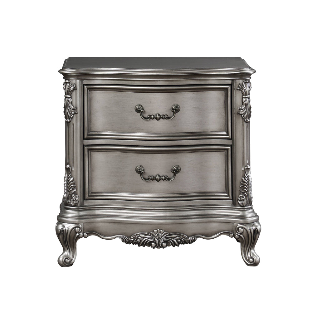 daveigh nightstand, antique platinum finish