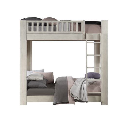 ranita twin/twin bunk bed, weathered white finish