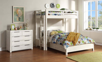 Raphaela Twin Loft Bed, Weathered White Finish