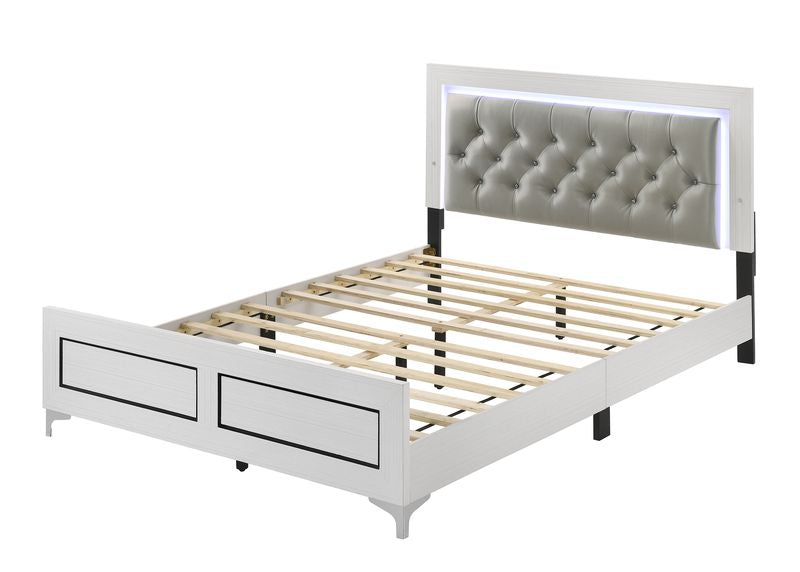 queen bed w/led