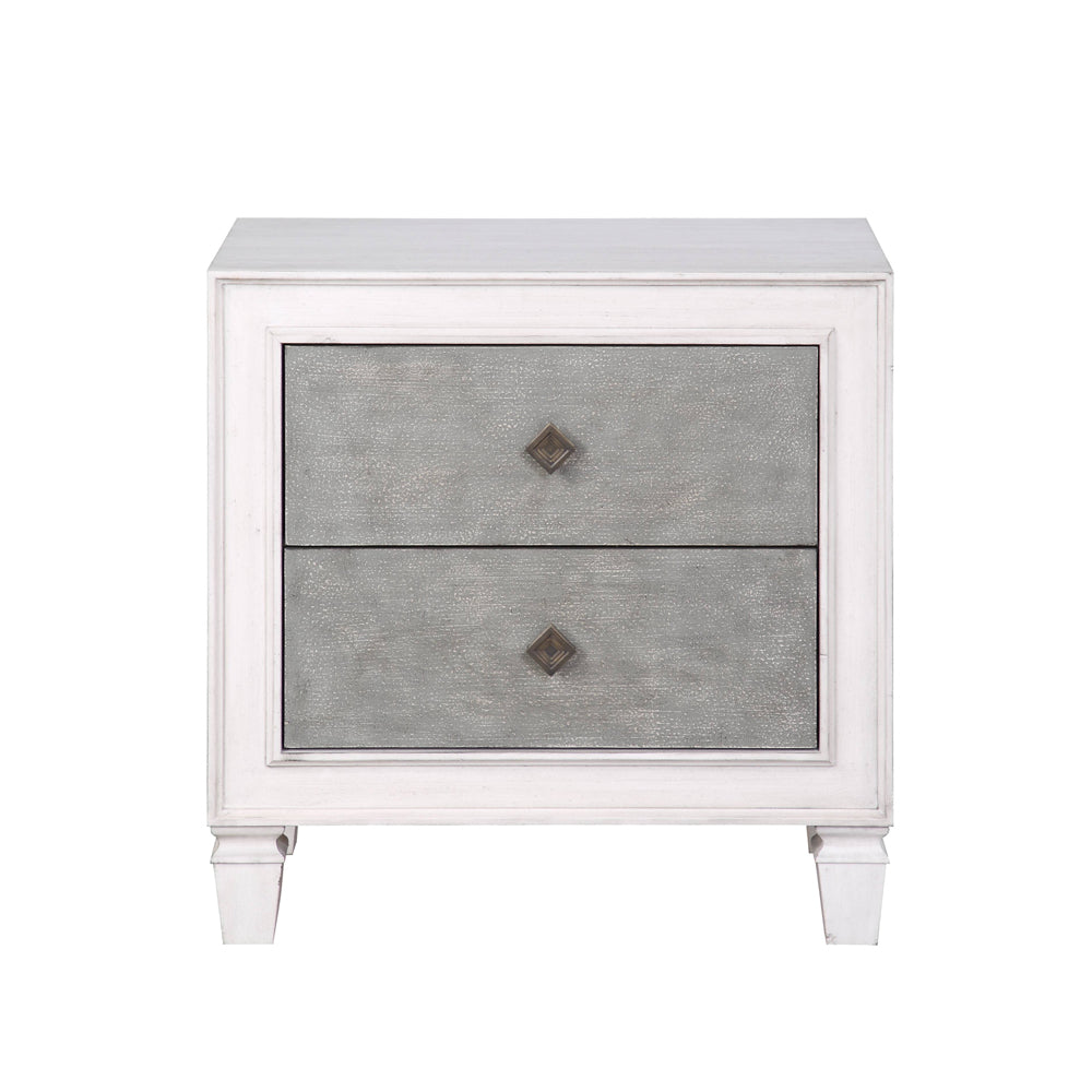 rashard nightstand, rustic gray & weathered white finish