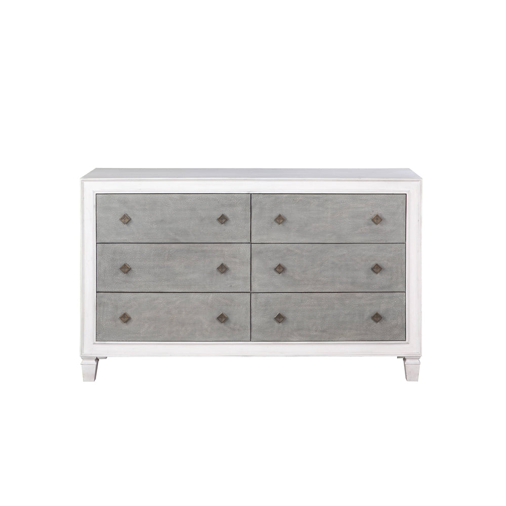 rashard dresser, rustic gray & weathered white finish