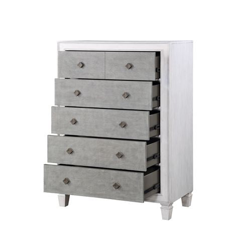 rashard chest, rustic gray & weathered white finish